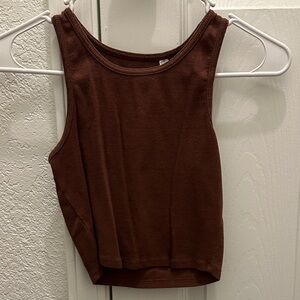 PacSun Women's Ribbed Tank in Chocolate Brown